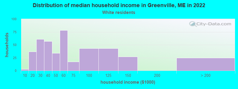 Distribution of median household income in Greenville, ME in 2022