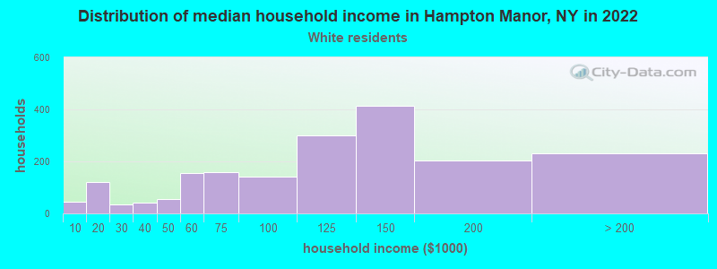 Distribution of median household income in Hampton Manor, NY in 2022