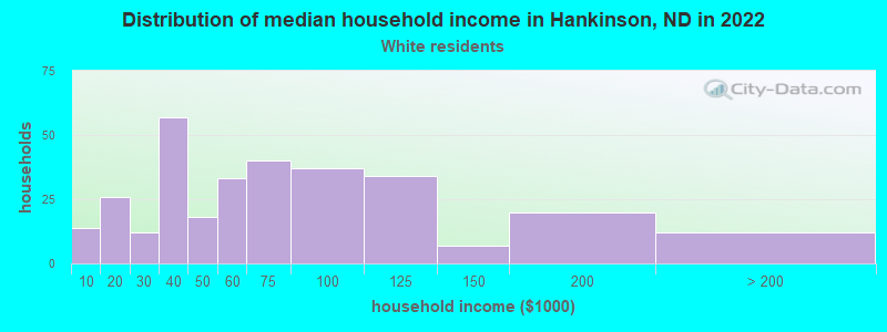 Distribution of median household income in Hankinson, ND in 2022
