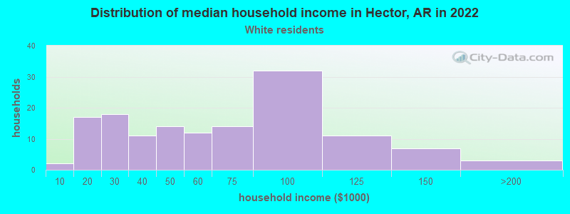 Distribution of median household income in Hector, AR in 2022