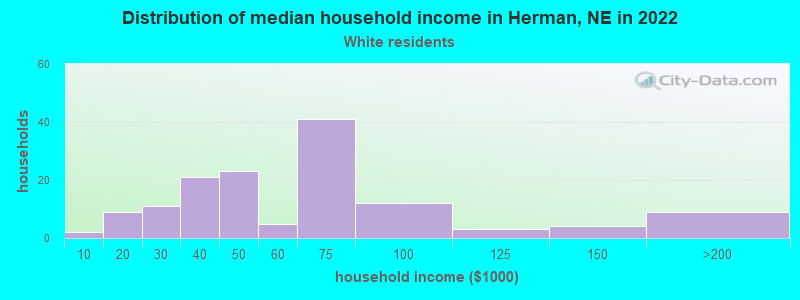 Distribution of median household income in Herman, NE in 2022