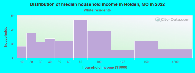 Distribution of median household income in Holden, MO in 2022