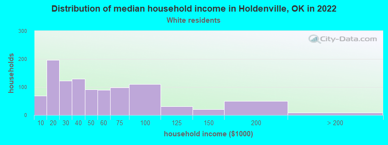 Distribution of median household income in Holdenville, OK in 2022