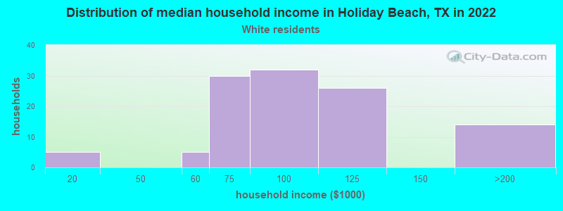 Distribution of median household income in Holiday Beach, TX in 2022