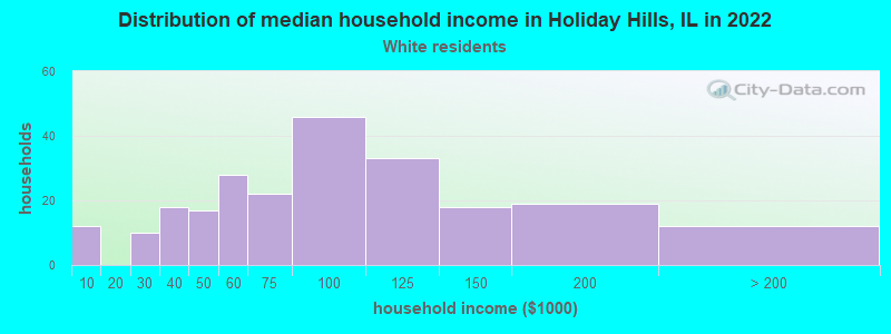 Distribution of median household income in Holiday Hills, IL in 2022