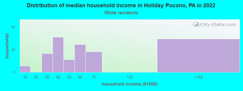 Distribution of median household income in Holiday Pocono, PA in 2022
