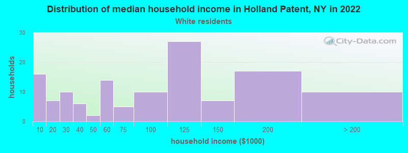 Distribution of median household income in Holland Patent, NY in 2022