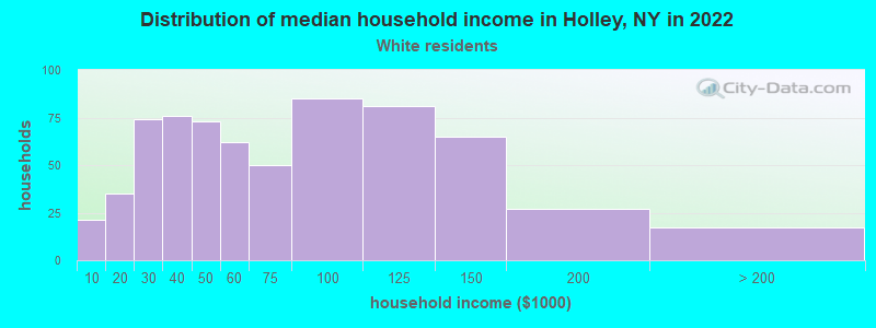 Distribution of median household income in Holley, NY in 2022