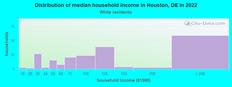 Distribution of median household income in Houston, DE in 2022