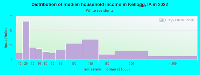 Distribution of median household income in Kellogg, IA in 2022