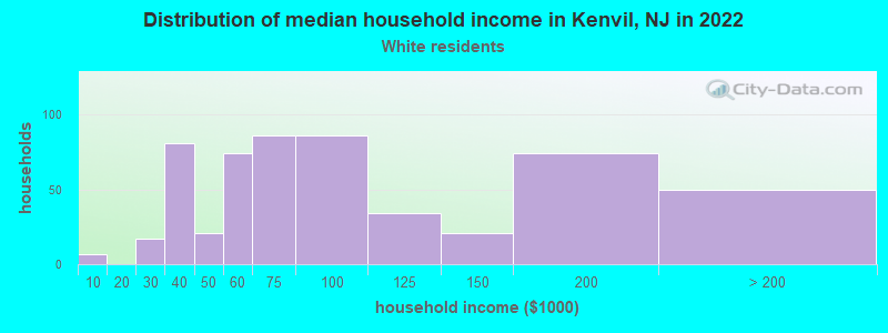 Distribution of median household income in Kenvil, NJ in 2022