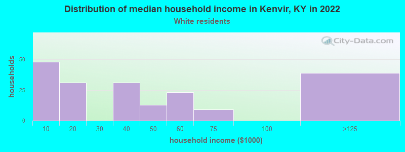Distribution of median household income in Kenvir, KY in 2022