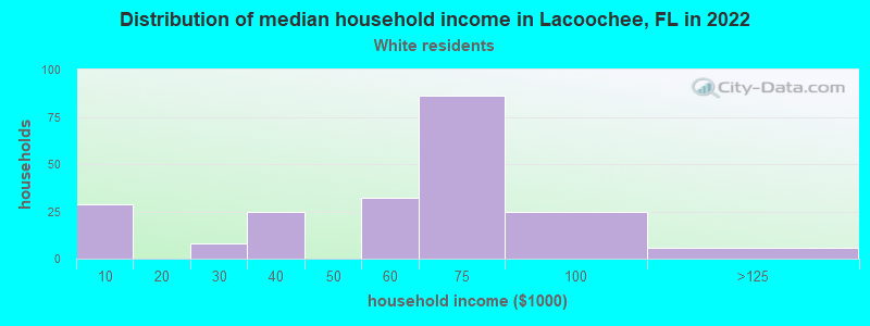 Distribution of median household income in Lacoochee, FL in 2022