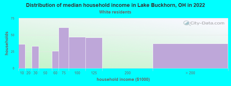 Distribution of median household income in Lake Buckhorn, OH in 2022