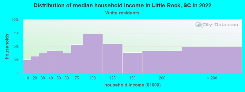 Distribution of median household income in Little Rock, SC in 2022