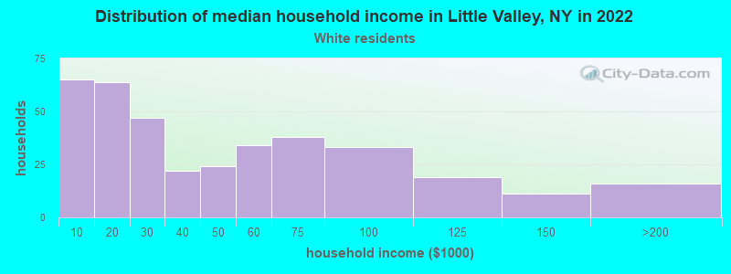 Distribution of median household income in Little Valley, NY in 2022