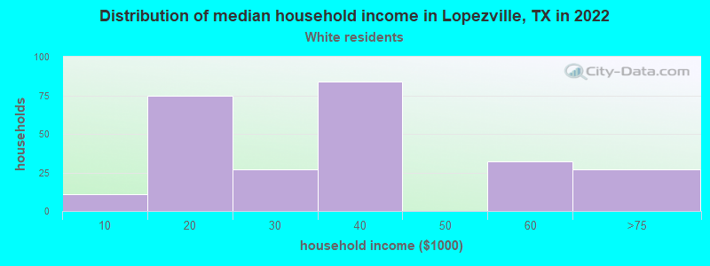 Distribution of median household income in Lopezville, TX in 2022