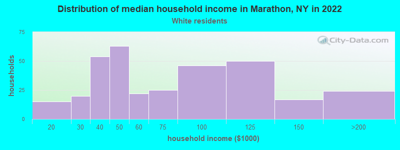Distribution of median household income in Marathon, NY in 2022