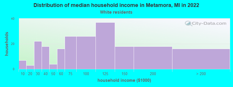 Distribution of median household income in Metamora, MI in 2022