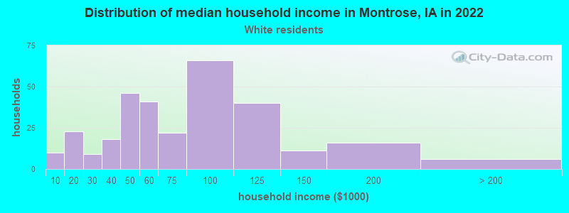 Distribution of median household income in Montrose, IA in 2022