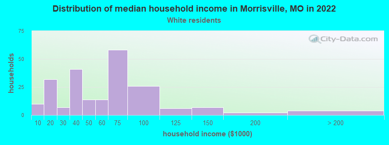 Distribution of median household income in Morrisville, MO in 2022