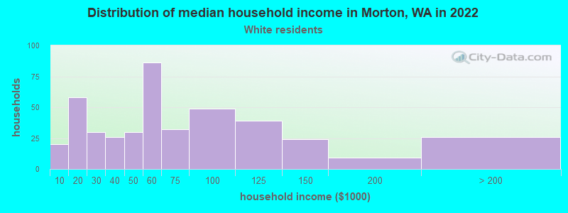 Distribution of median household income in Morton, WA in 2022