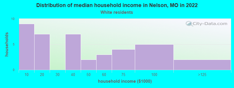 Distribution of median household income in Nelson, MO in 2022