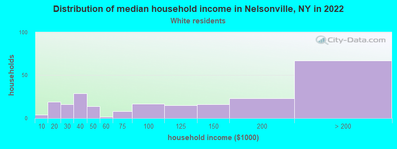 Distribution of median household income in Nelsonville, NY in 2022