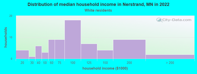 Distribution of median household income in Nerstrand, MN in 2022