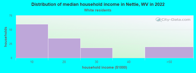 Distribution of median household income in Nettie, WV in 2022