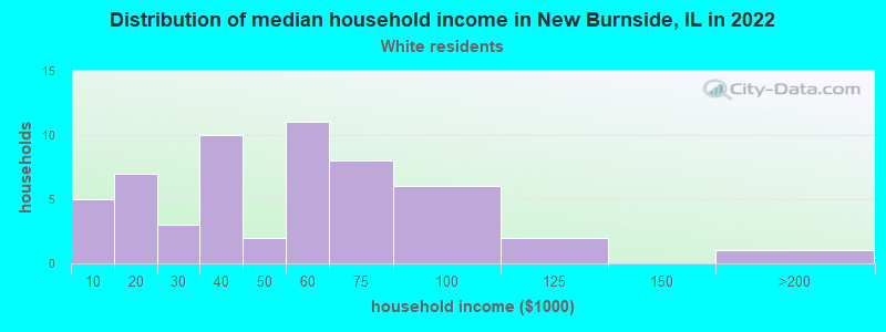Distribution of median household income in New Burnside, IL in 2022