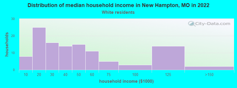 Distribution of median household income in New Hampton, MO in 2022
