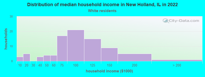 Distribution of median household income in New Holland, IL in 2022