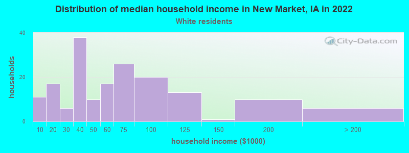Distribution of median household income in New Market, IA in 2022