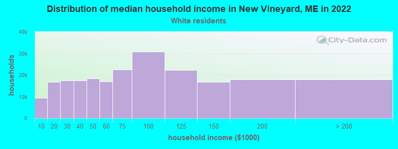Distribution of median household income in New Vineyard, ME in 2022