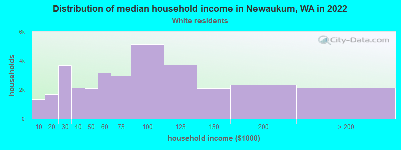 Distribution of median household income in Newaukum, WA in 2022