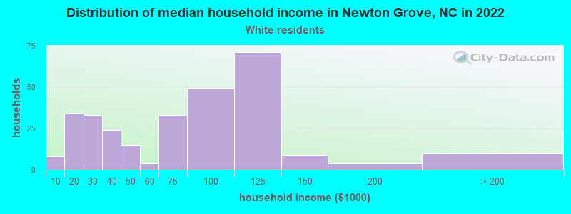 Distribution of median household income in Newton Grove, NC in 2022