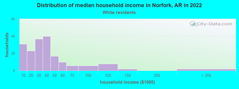 Distribution of median household income in Norfork, AR in 2022