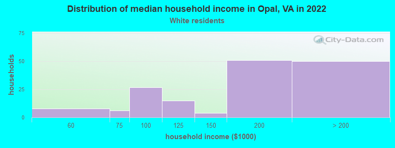 Distribution of median household income in Opal, VA in 2022