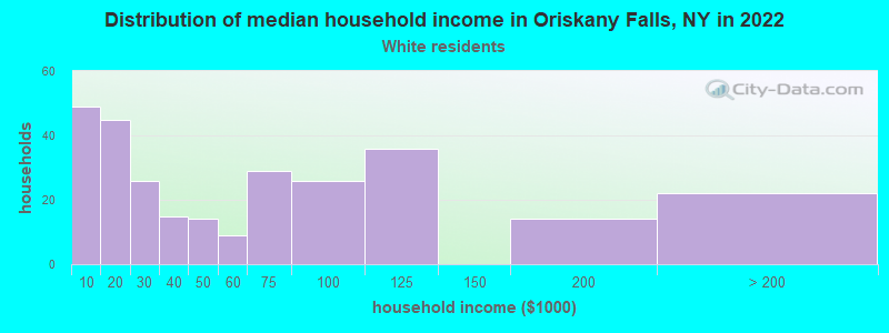 Distribution of median household income in Oriskany Falls, NY in 2022