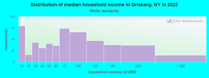 Distribution of median household income in Oriskany, NY in 2022
