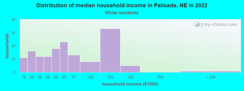 Distribution of median household income in Palisade, NE in 2022