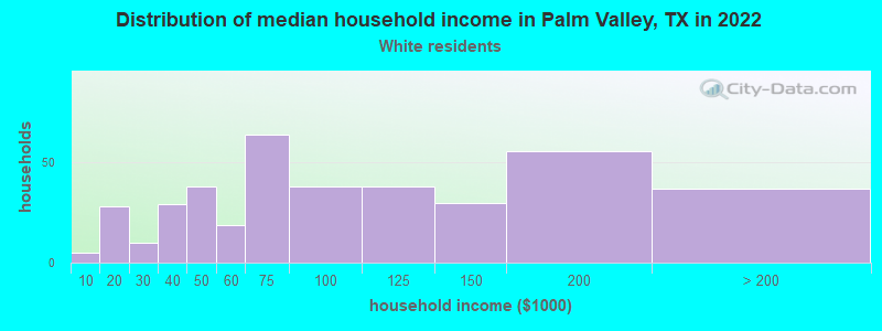 Distribution of median household income in Palm Valley, TX in 2022