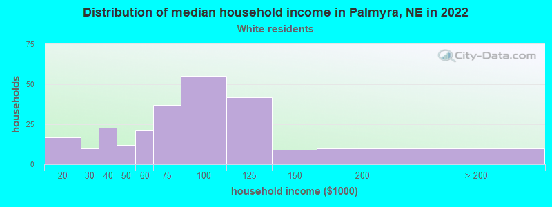 Distribution of median household income in Palmyra, NE in 2022