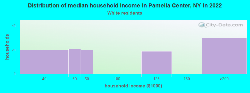 Distribution of median household income in Pamelia Center, NY in 2022