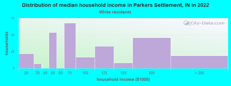 Distribution of median household income in Parkers Settlement, IN in 2022