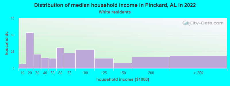 Distribution of median household income in Pinckard, AL in 2022