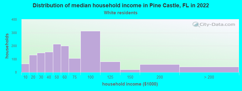 Distribution of median household income in Pine Castle, FL in 2022