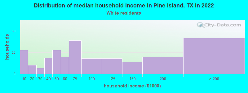 Distribution of median household income in Pine Island, TX in 2022