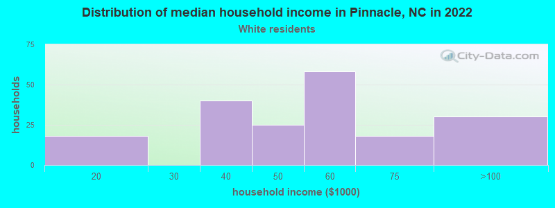 Distribution of median household income in Pinnacle, NC in 2022